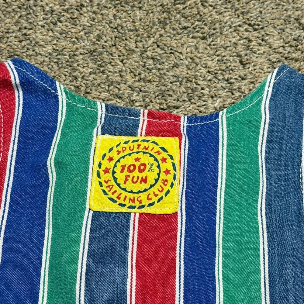 Vintage color Block Kids 4T Striped Shortall Romper Matching Hat Made Canada